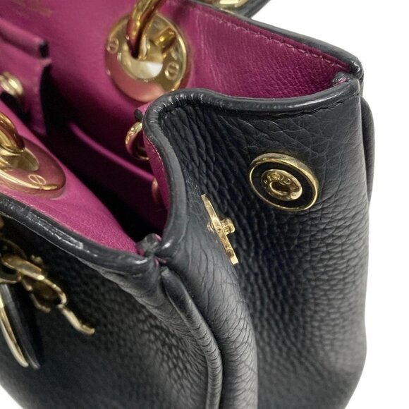 Auth DIOR/ChristianDior Diorissimo Black Pink Leather Tote Bag - Picture 13 of 16